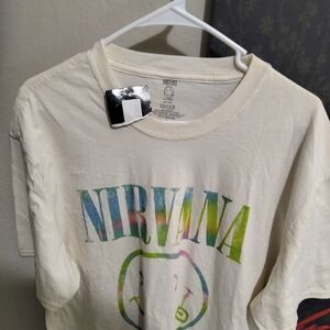 NIRVANA 2XL With Tags Tie-Dye Logo Tee in Cream